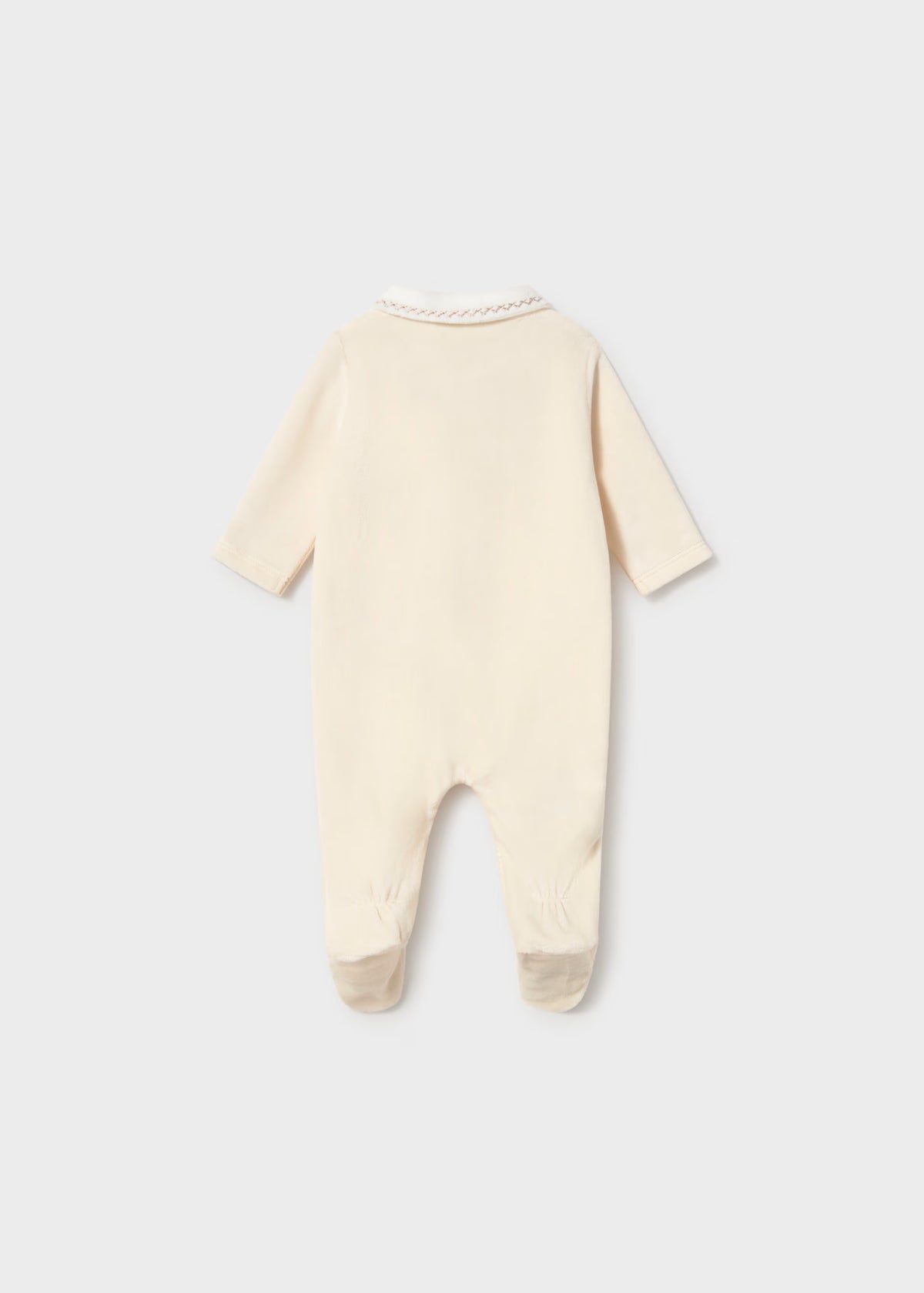 Babygrow de veludo com gola e abertura na frente