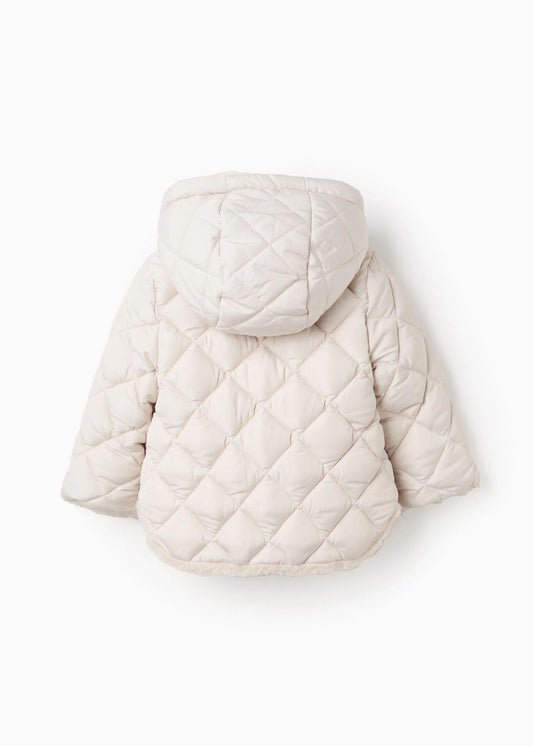 Parka Acolchoada com Forro Felpudo para Bebé Menina, Bege