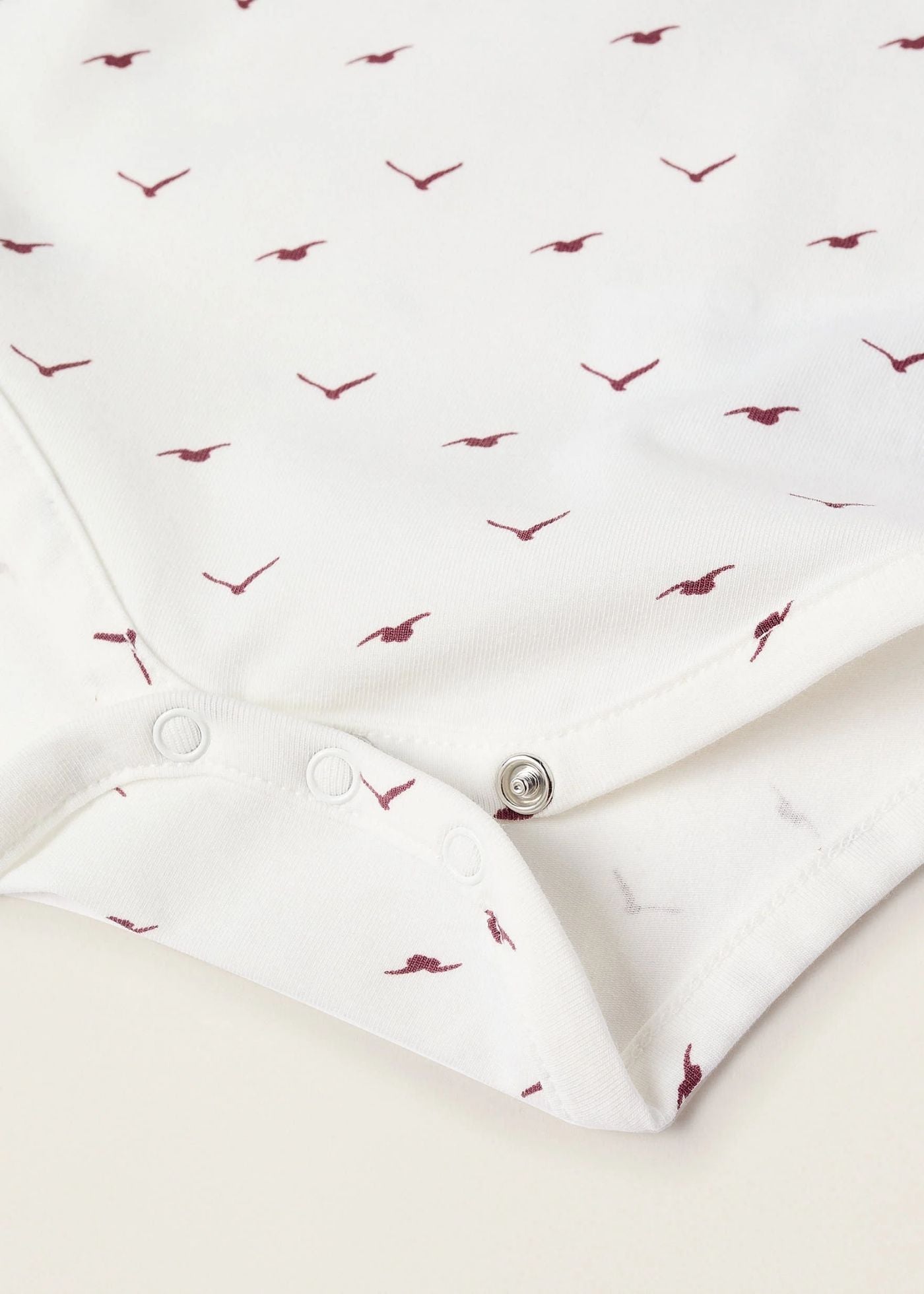 Body com Motivo para Recém-Nascido 'Birds', Branco/Bordô