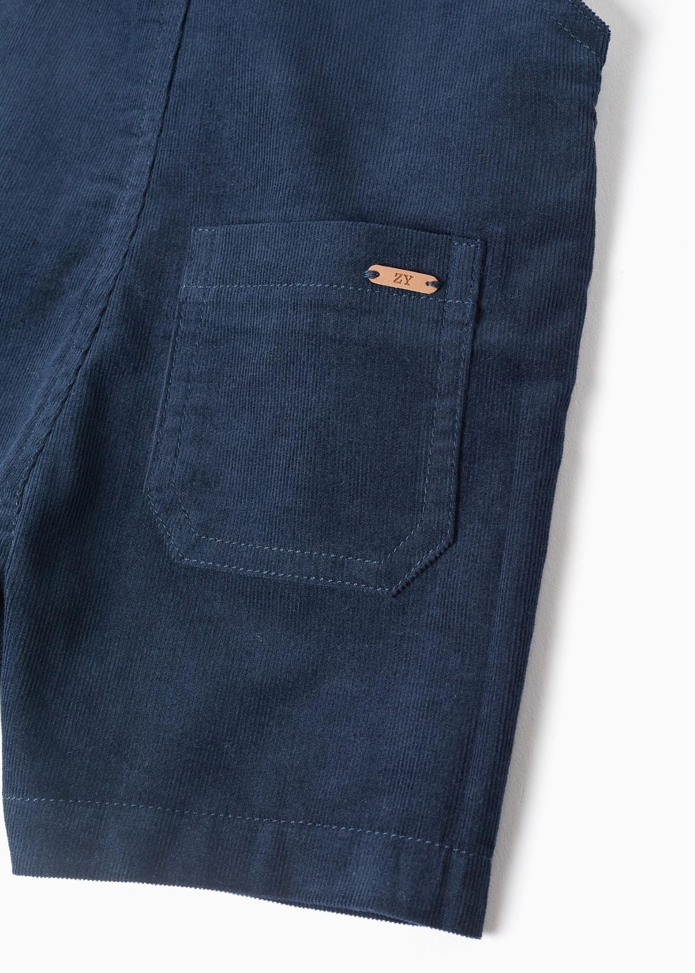 Jardineiras de bombazine com bolso 'B&S' para bebé menino, azul-escuro