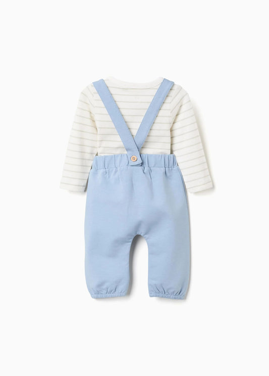 Body às riscas + calças para recém-nascido, branco/verde/azul