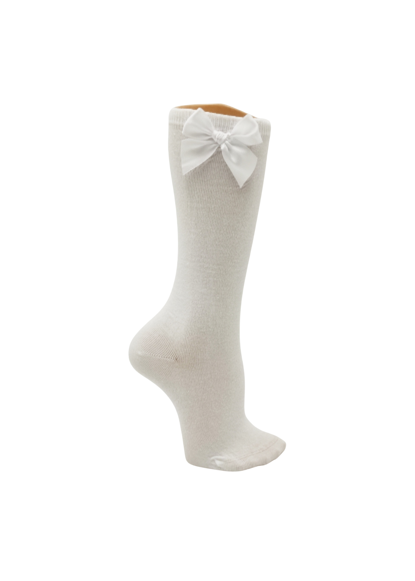 Meia lisa até joelho com laço
