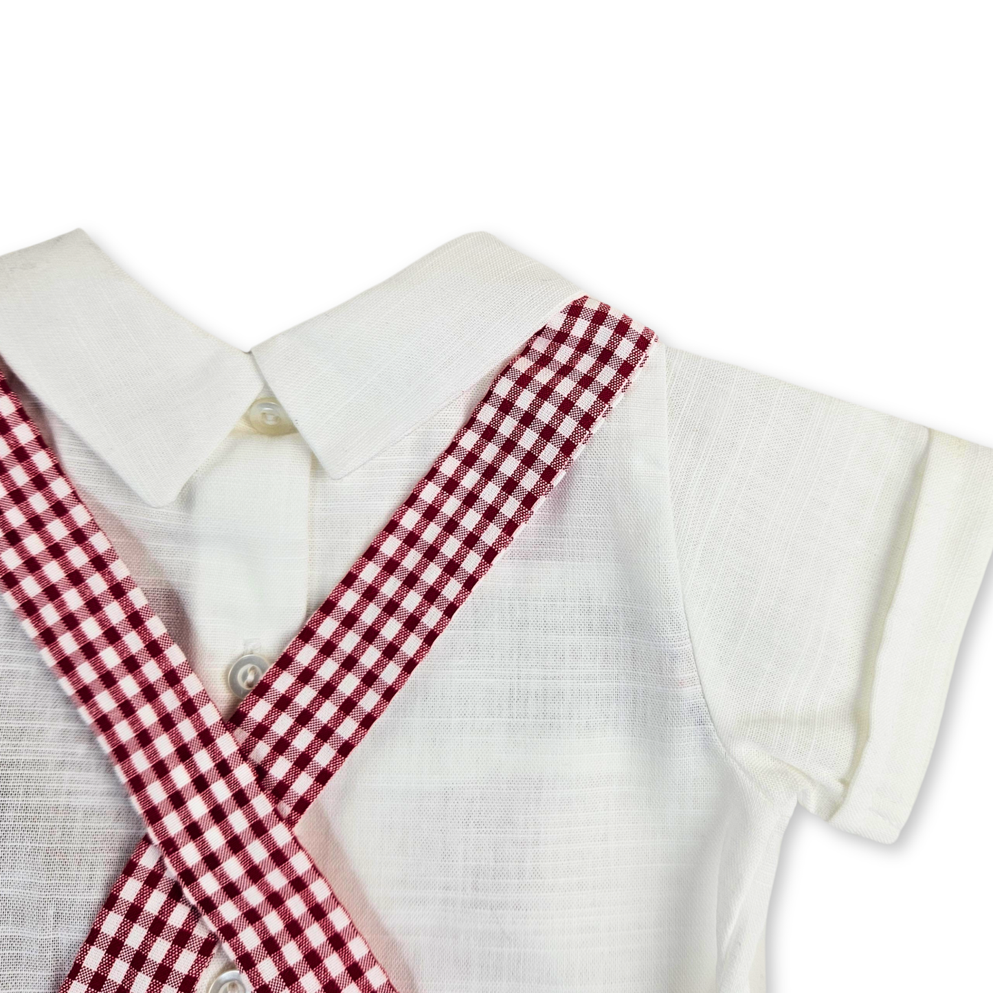Jardineira e camisa de bebé