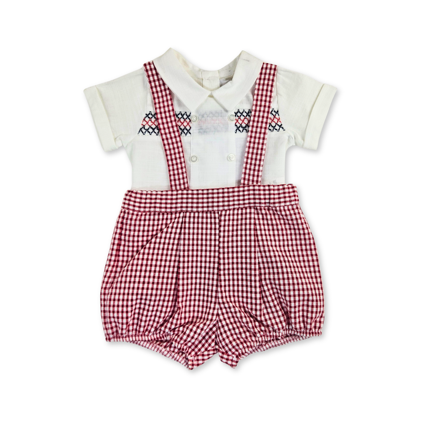 Jardineira e camisa de bebé