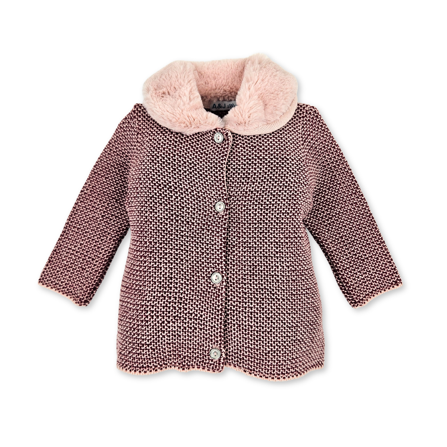 Casaco de Algodão Rosa com Gola Peluche