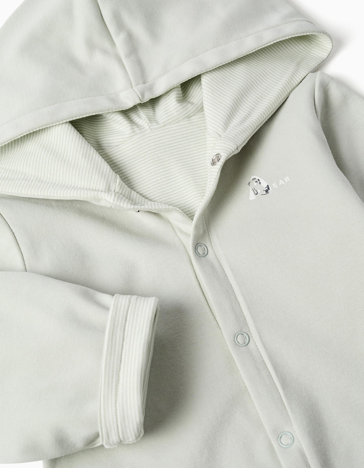 Conjunto de 3 peças de algodão às riscas para recém-nascidos, branco/verde