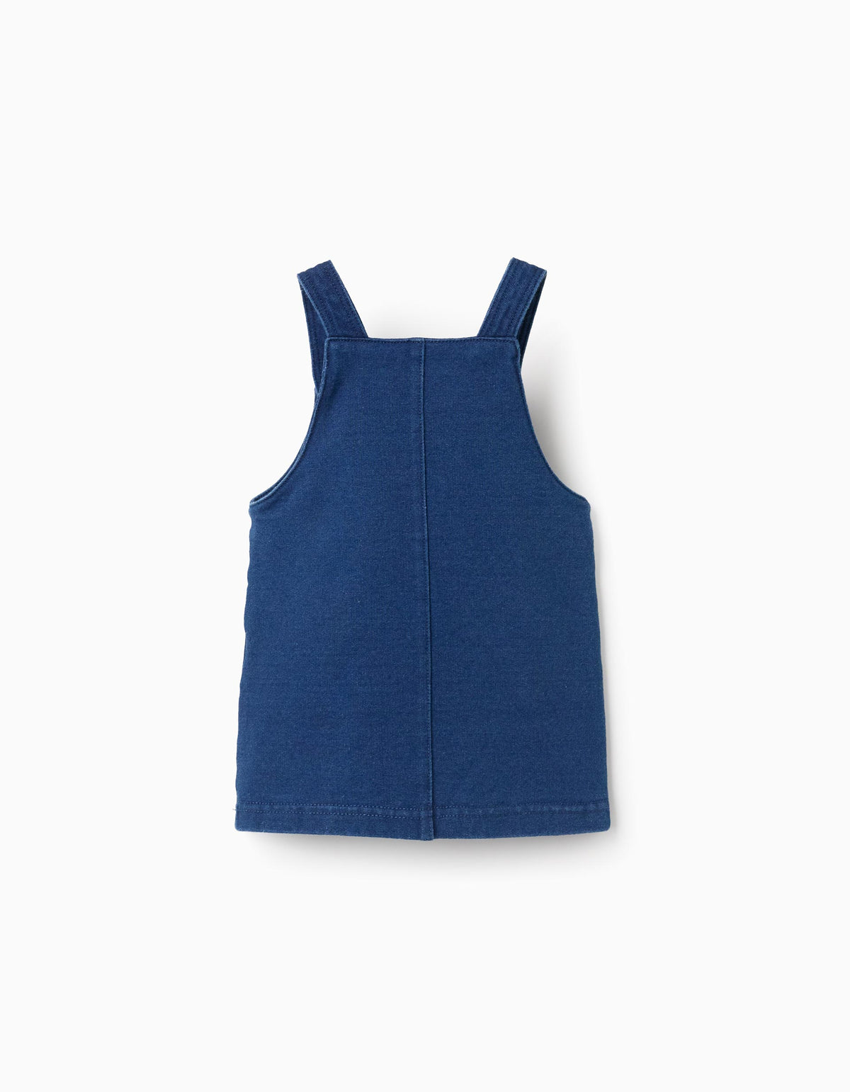 Saia de peito de ganga com folhos para recém-nascida, azul