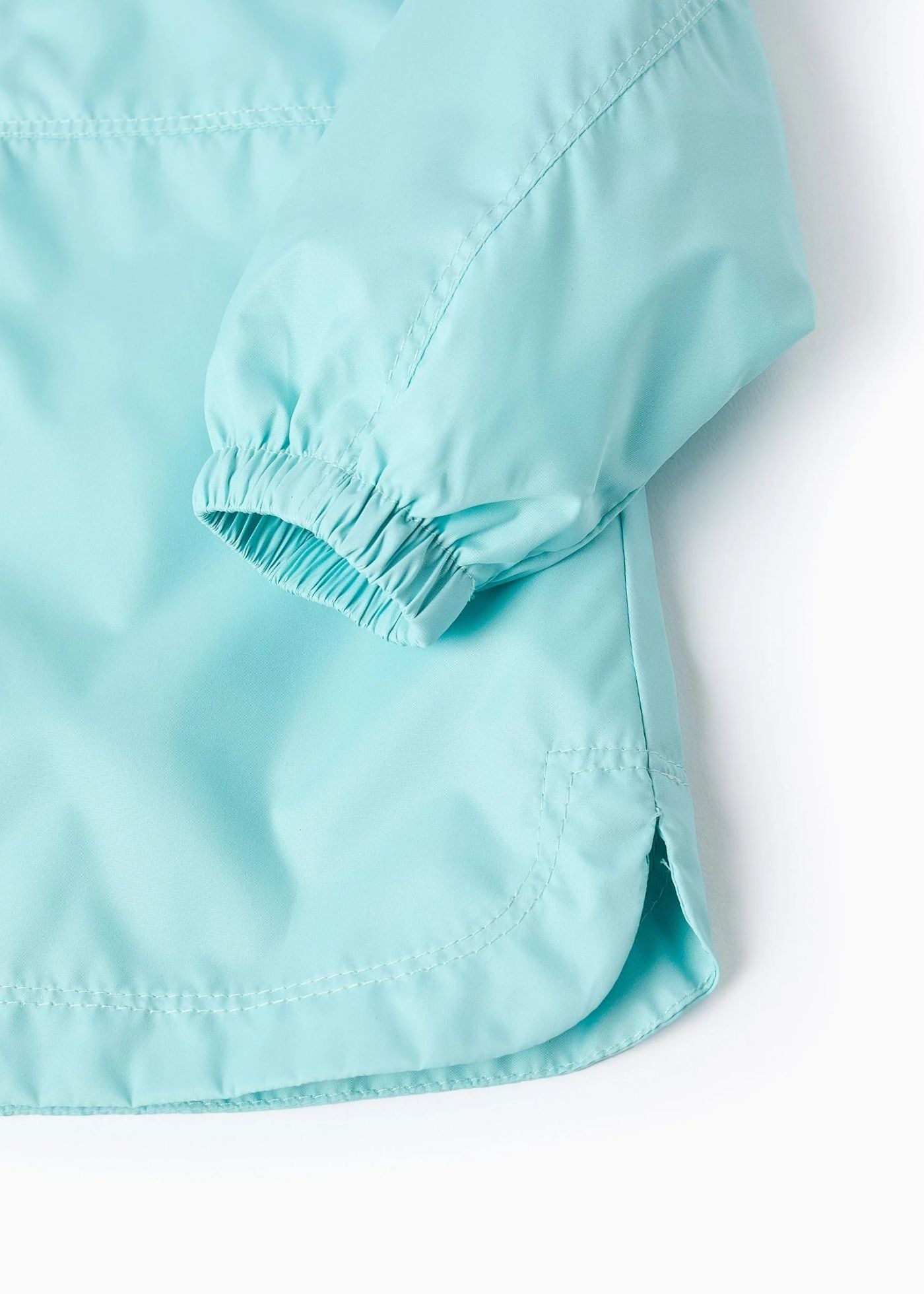 Casaco corta-vento com capuz e forro para bebé menina, azul-turquesa