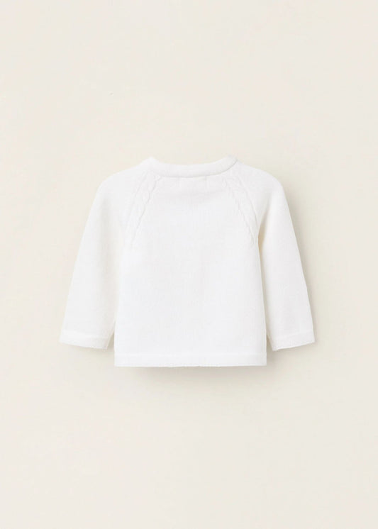 Casaco de Malha em Algodão para Recém-Nascido, Branco