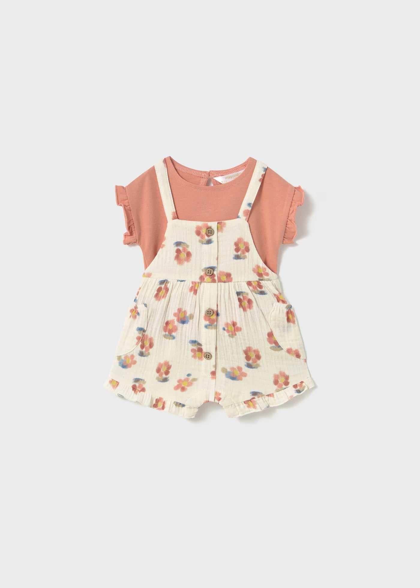 Conjunto jardineira e t-shirt recém nascida