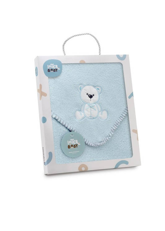 Manta com bordado azul bebé