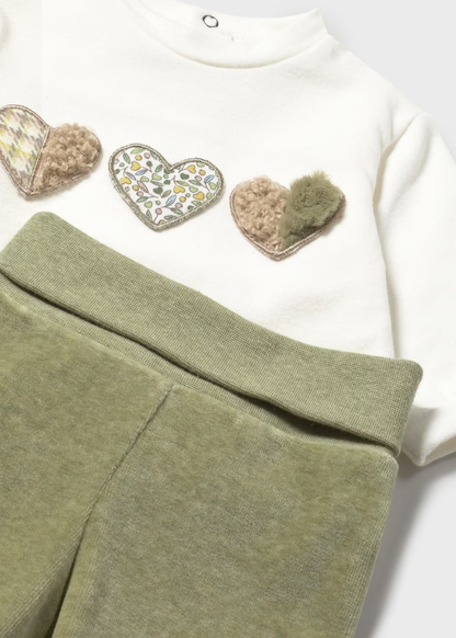 Conjunto calças com pés e sweat recém nascida