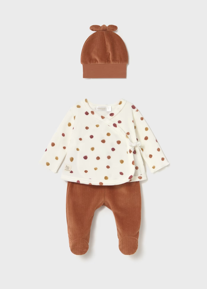 Conjunto 3 peças calças com pés recém nascida