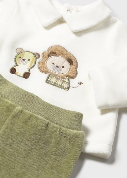 Conjunto calças com pés veludo recém nascido