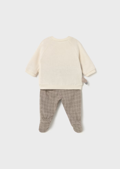 Conjunto calças com pés e camisola recém nascido