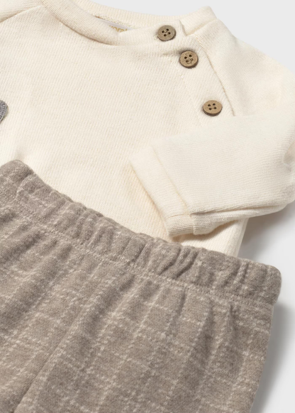 Conjunto calças com pés e camisola recém nascido