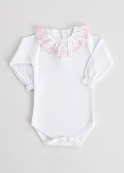 Bodie de bebé cardado com gola elegante