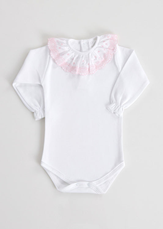 Bodie de bebé cardado com gola elegante