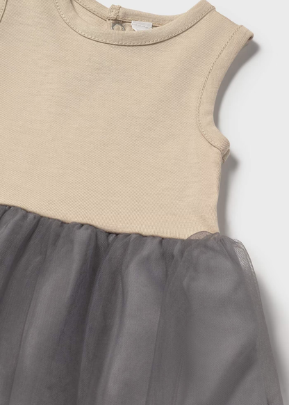 Vestido combinado tule recém nascida