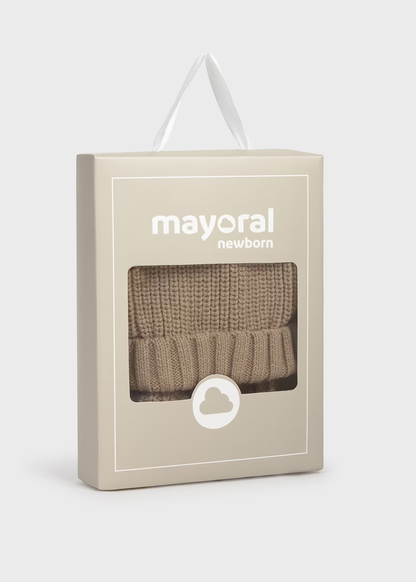 Conjunto de gorro e luvas tricô recém nascido