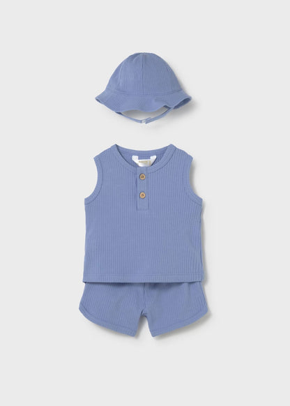 Conjunto de calções com gorro recém nascido