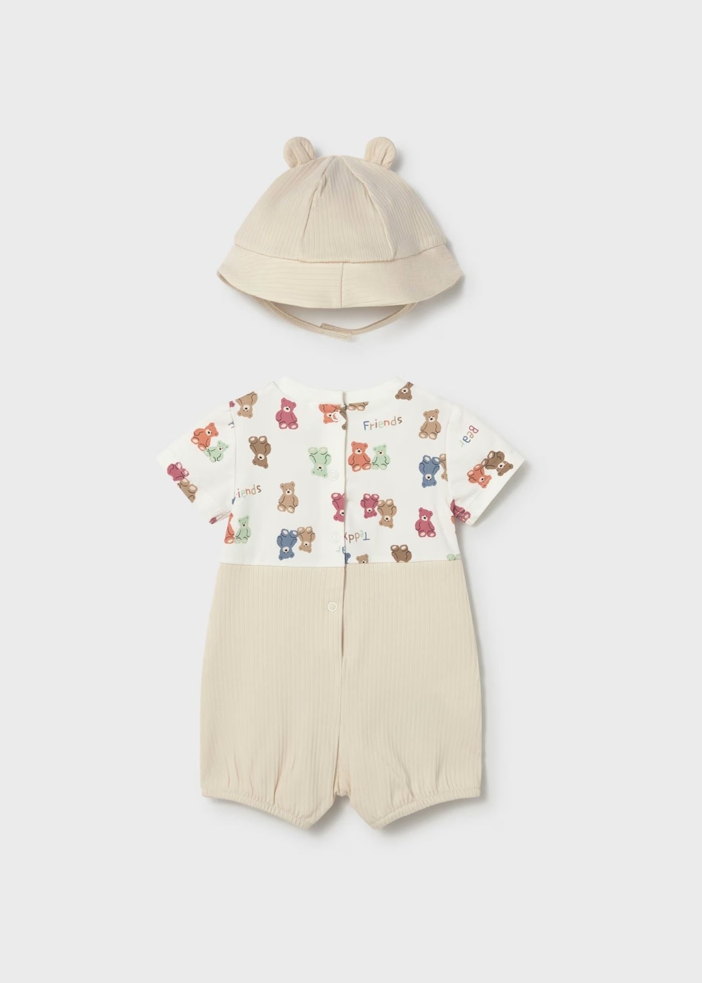 Jardineira simulada com gorro recém nascido
