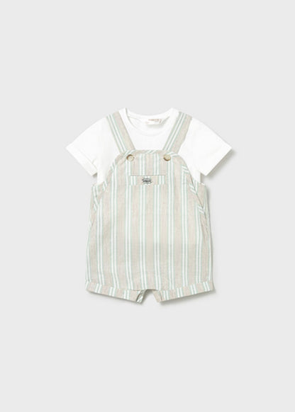 Conjunto jardineira e t-shirt de bebé menino
