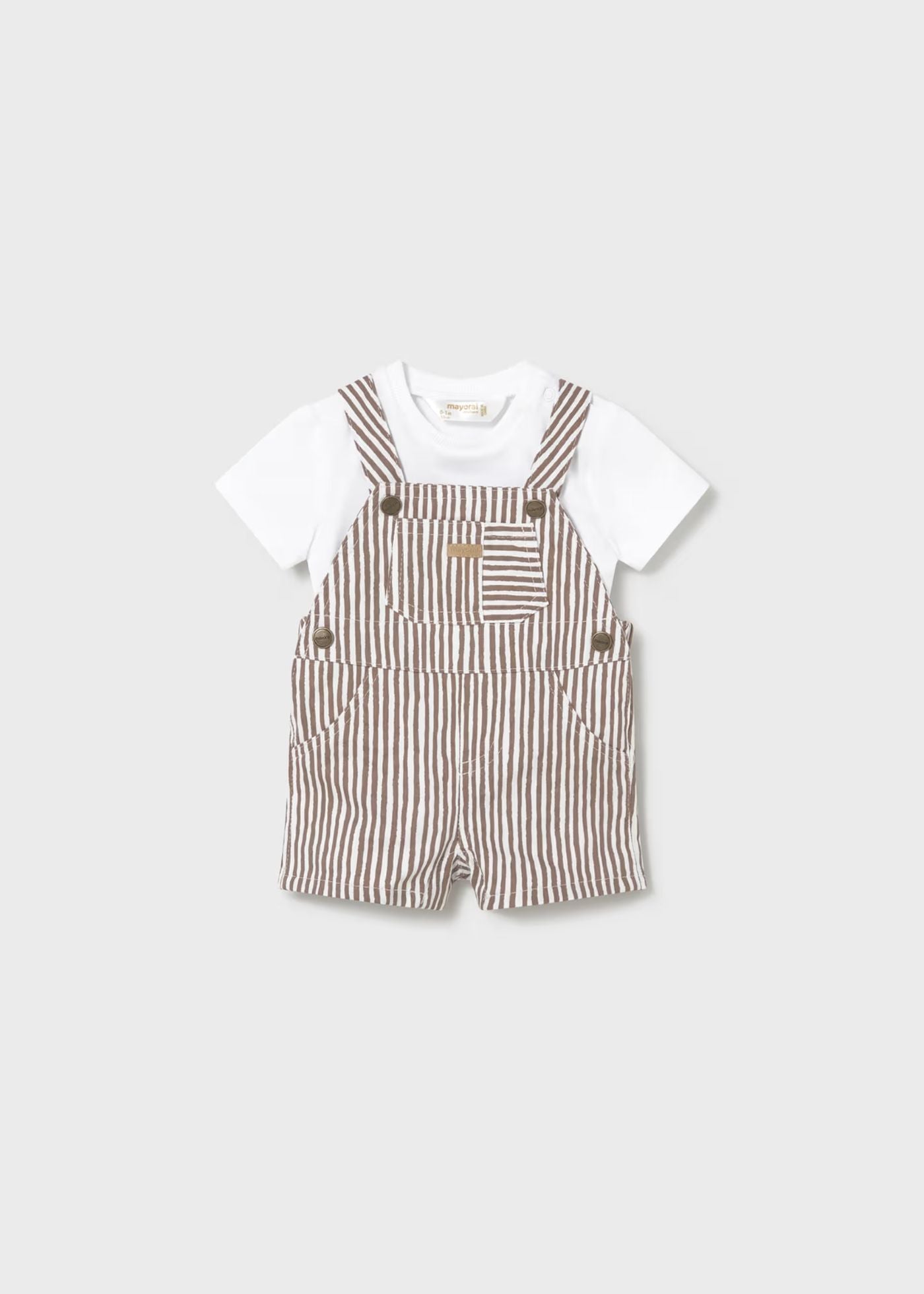 Conjunto jardineira e t-shirt recém nascido mayoral