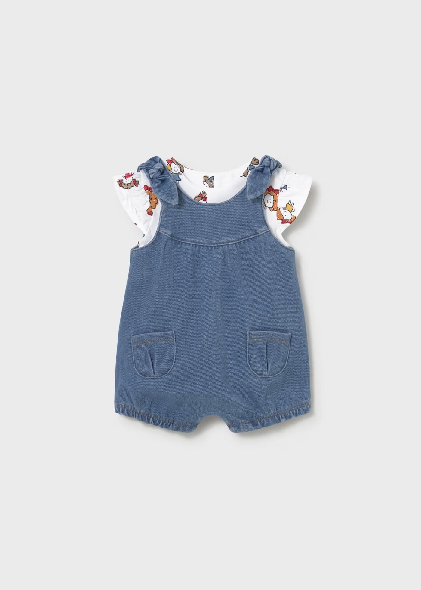Conjunto jardineira e t-shirt recém nascida mayoral
