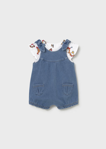 Conjunto jardineira e t-shirt recém nascida mayoral