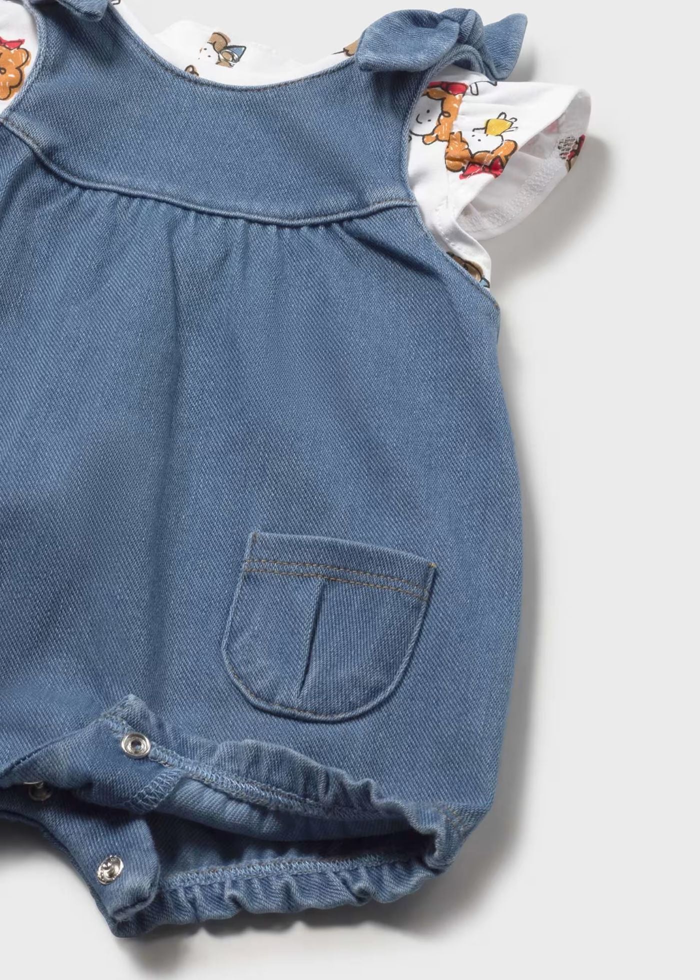 Conjunto jardineira e t-shirt recém nascida mayoral