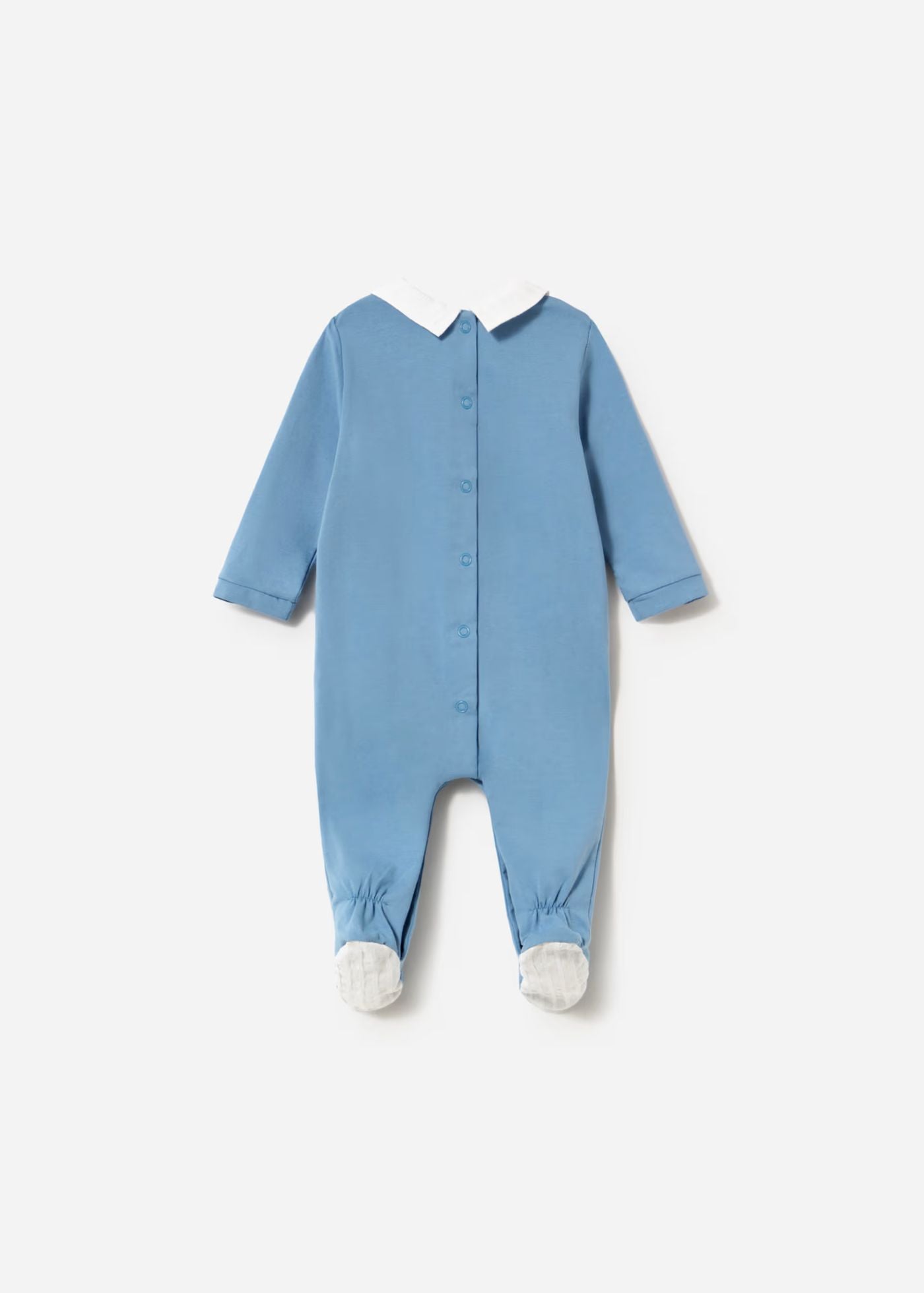 Babygrow azul de algodão com gola