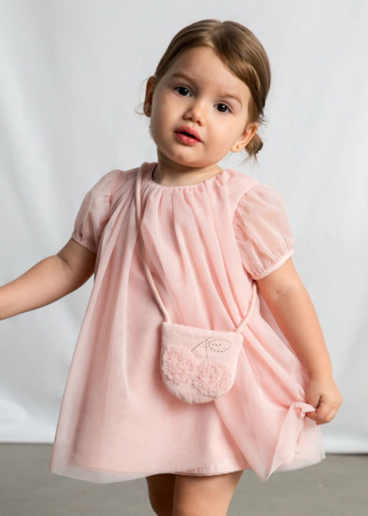 Vestido com tule rosa de menina, mayoral