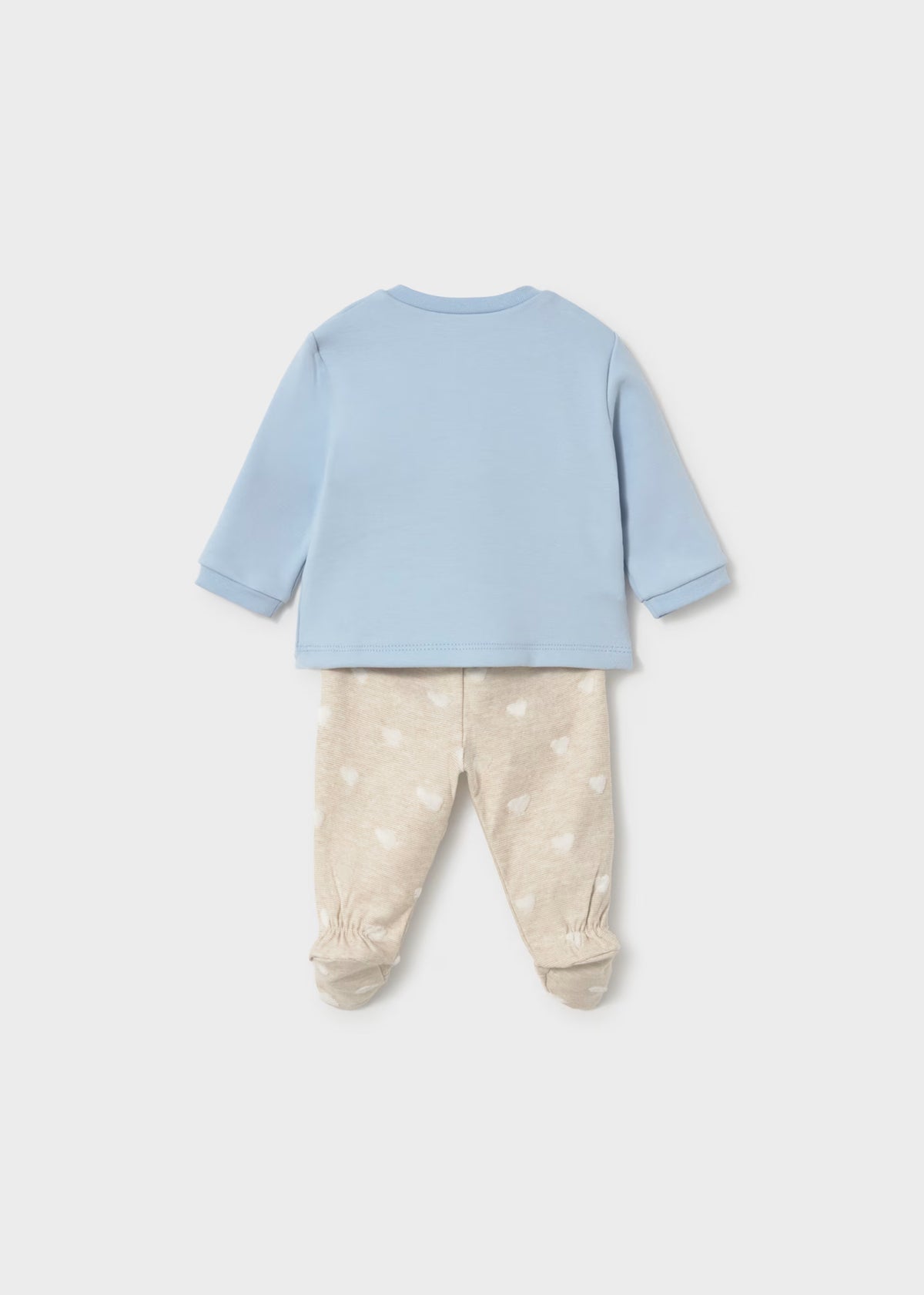 Conjunto calças com pés e camisa de trespasse para recém nascido