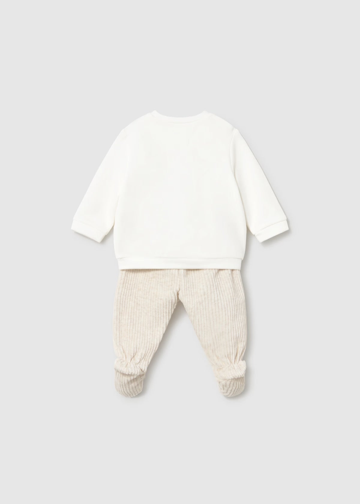 Conjunto calças com pés e camisa de trespasse para recém nascido
