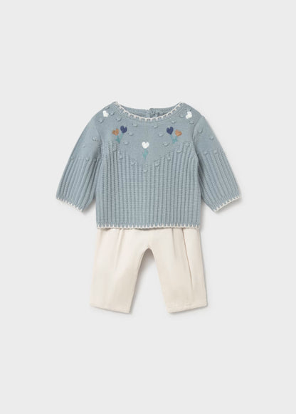 Conjunto camisola e calças para bebé menina