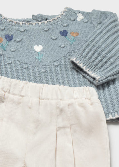 Conjunto camisola e calças para bebé menina