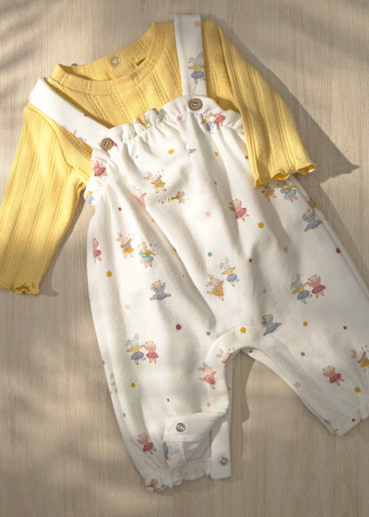 Conjunto de jardineira e camisola para bebé menina, mayoral