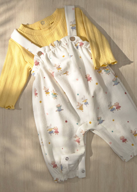 Conjunto de jardineira e camisola para bebé menina, mayoral