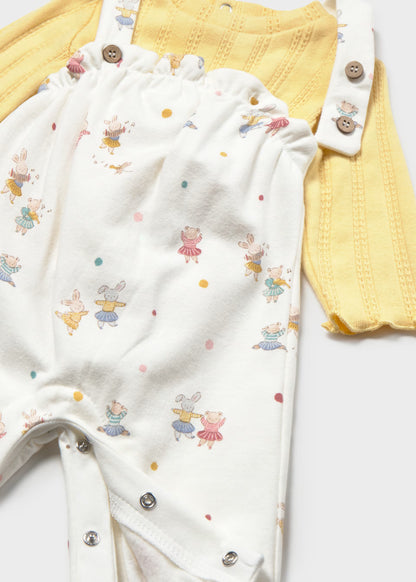 Conjunto de jardineira e camisola para bebé menina, mayoral