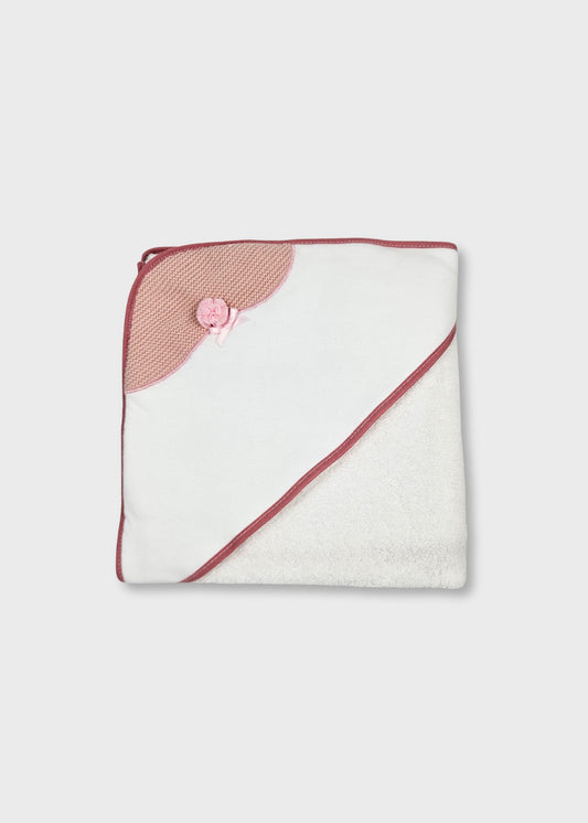 Toalha de banho de bebé, cor de rosa seco