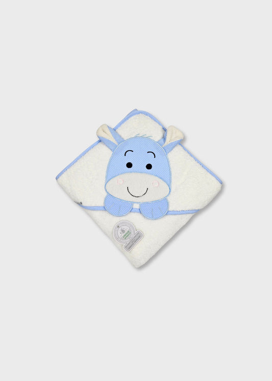 Toalha de banho de bebé em algodão, azul