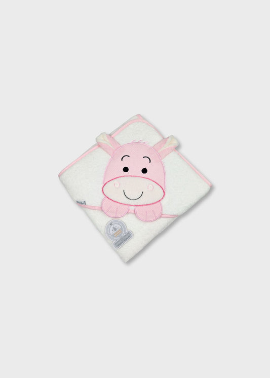 Toalha de banho de bebé em algodão, cor de rosa