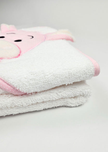 Toalha de banho de bebé em algodão, cor de rosa