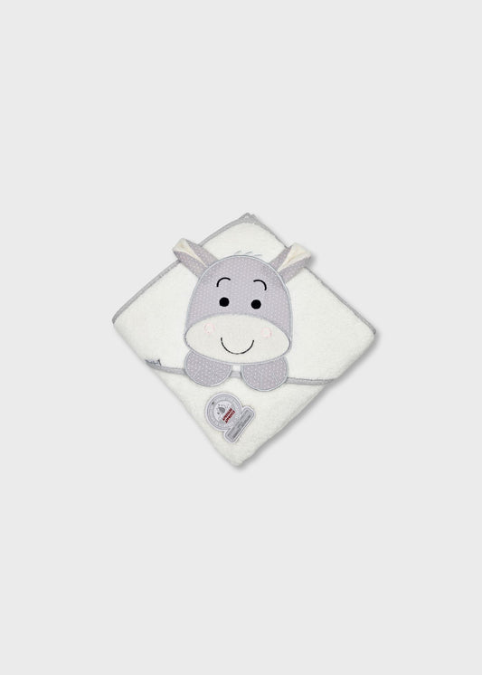 Toalha de banho de bebé em algodão, cinzento