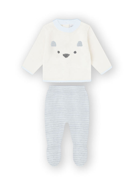 Conjunto camisola e calça recém nascido, branco e cinzento