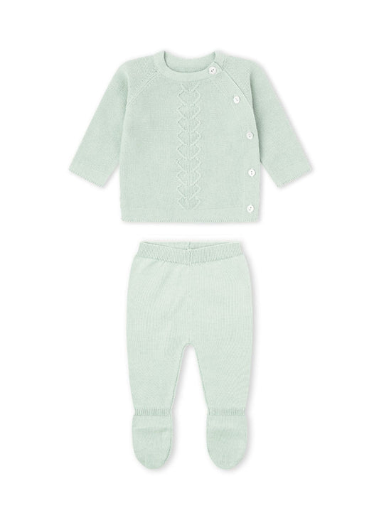 Conjunto de malha duas peças recém nascida, verde claro