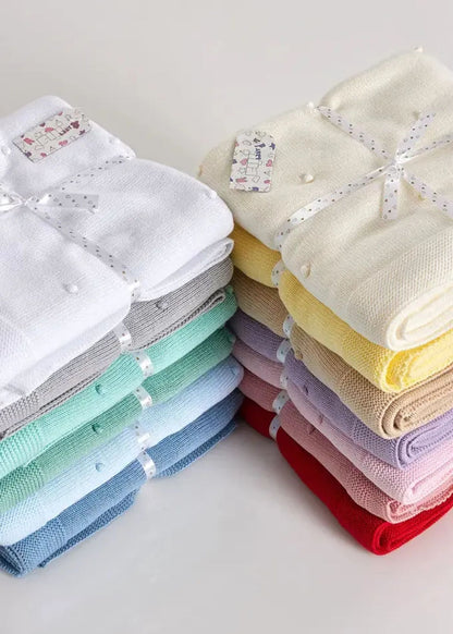 Manta de malha com bolinhas para bebé
