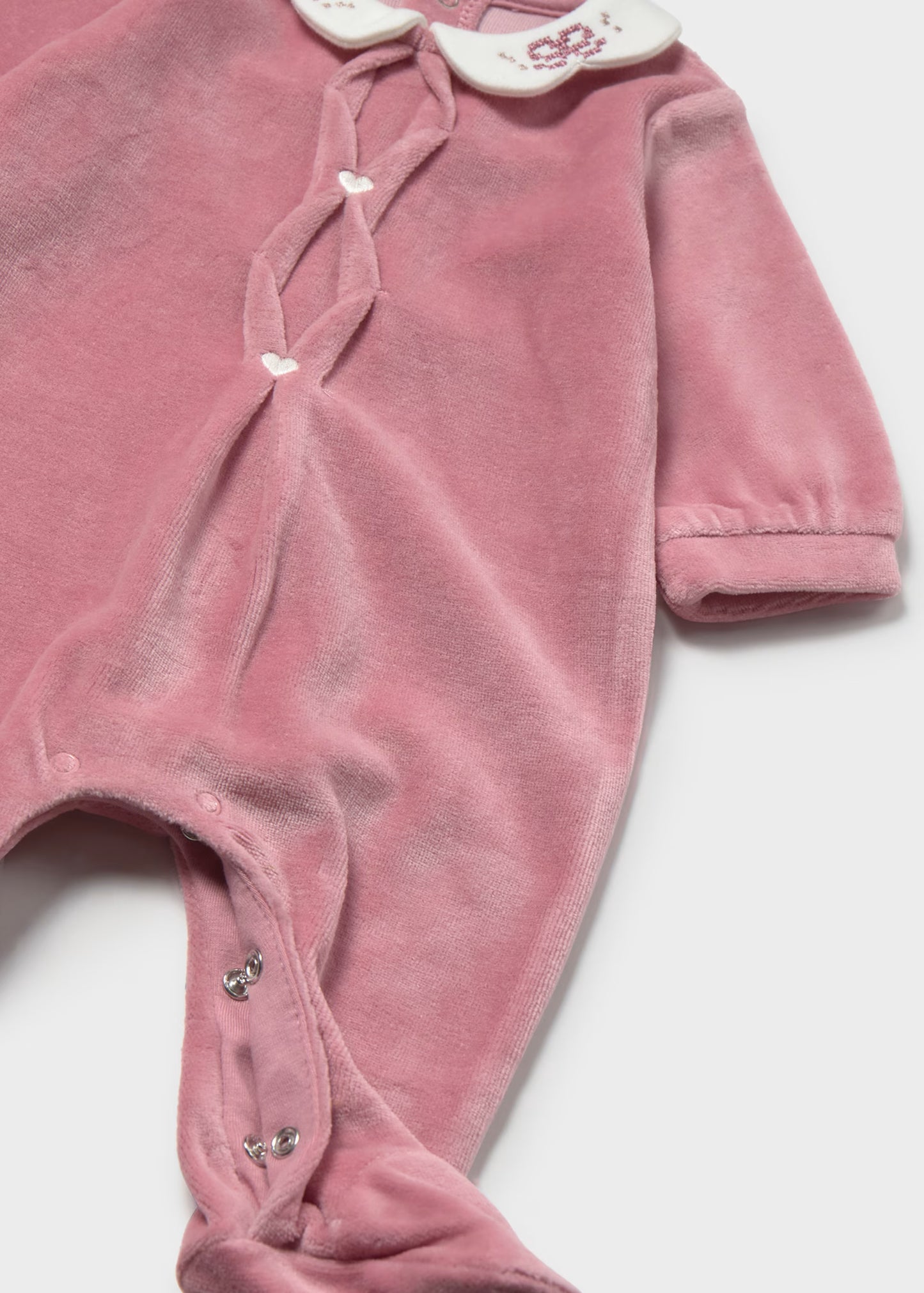 Babygrow de veludo com gola e flores