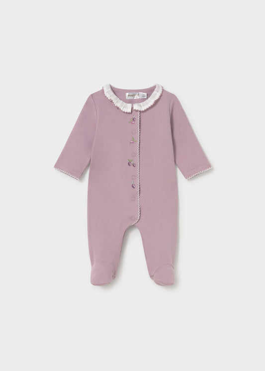 Babygrow com pés e gola elegante para recém nascida